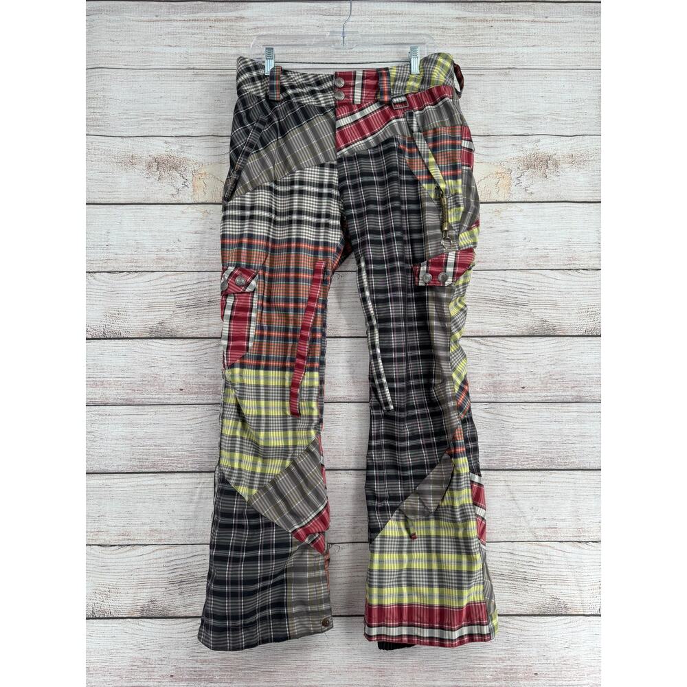 CAPP3L 15Kmm Plaid Multi Print Cargo Snow Pants Mens‎ Medium Multicolor